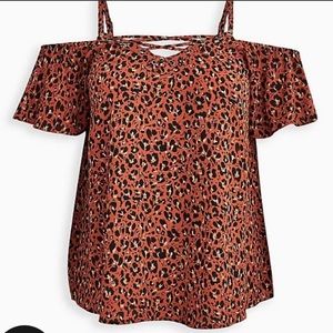 torrid Rust Leopard Print Cold-Shoulder Top